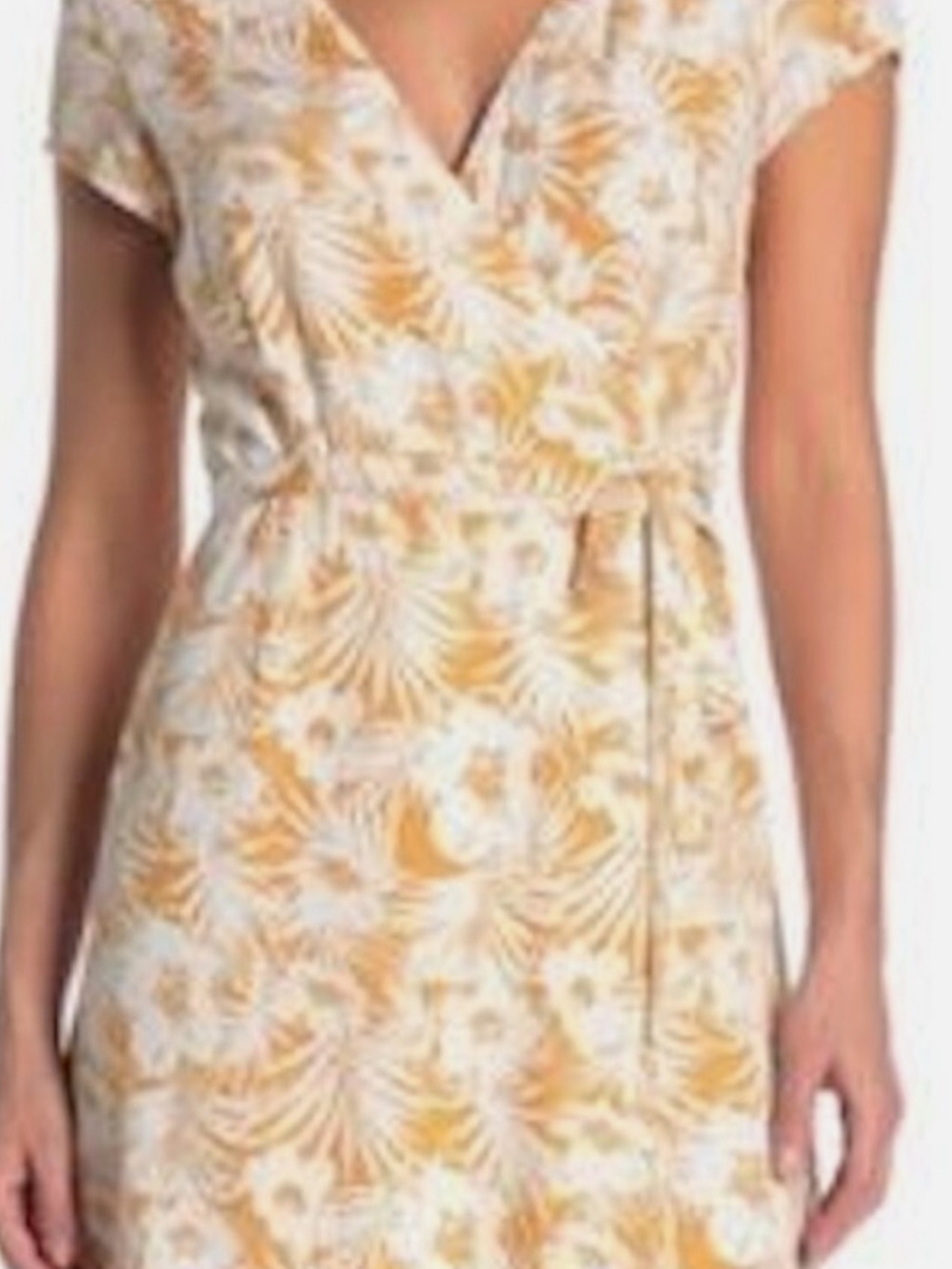 l*space Suzie Seaside Yellow Floral Wrap Mini Dress